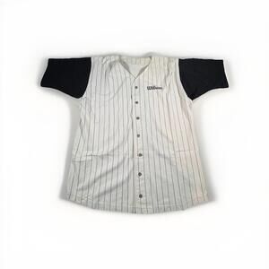 VTG 90s Y2K Wilson Baseball Jersey Men’s XL Black Pinstripe Retro Button Up (A34
